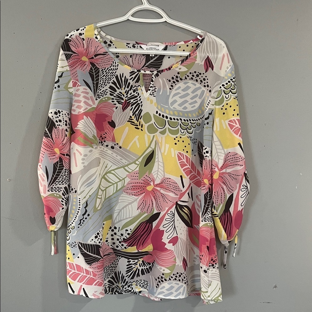 Woman’s Northern Reflections Floral Blouse - Pink, Yellow, Black XL